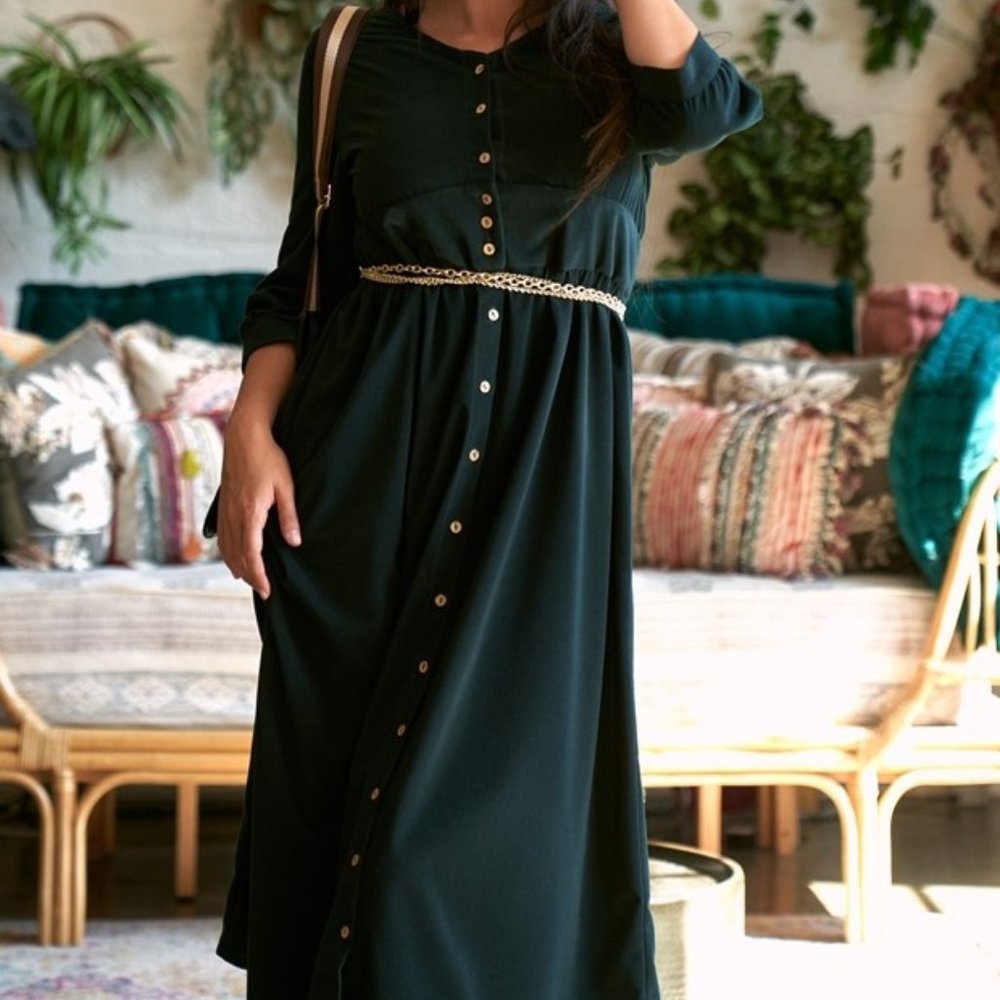 Corduroy Button Down Midi Dress